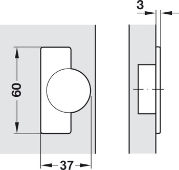 Concealed hinge, Häfele Metalla A 110°, half overlay mounting/twin mounting