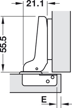 Concealed hinge, Häfele Metalla A 110°, half overlay mounting/twin mounting