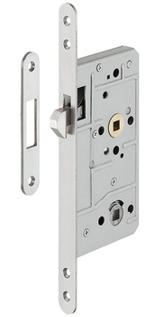 Mortise lock, for sliding doors, with hook latch, bathroom/WC