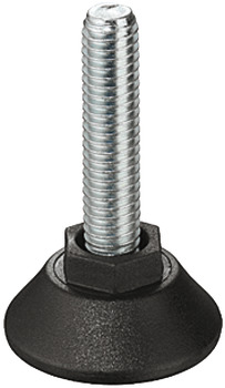 Adjusting screw, Thread M8 and M10, rigid, with plastic foot plate