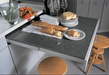 Pull-out table fitting, steel, 30 kg, without worktop
