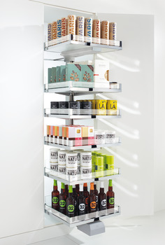 Hook-in shelf with height extension side panels, Kesseböhmer Convoy Lavido pull out larder unit