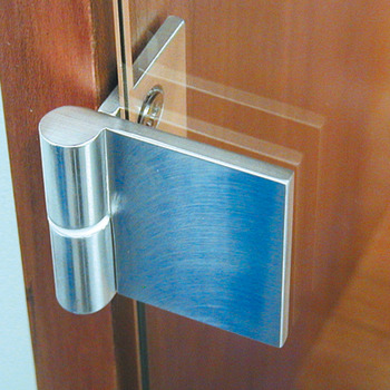 Glass door hinge, For glass/wood constructions, opening angle 180°