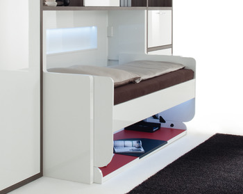 Bed/Desk combi fitting, Häfele Tavoletto, without slatted frame