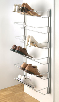 Wall rail, for shoe rack, continuously adjustable