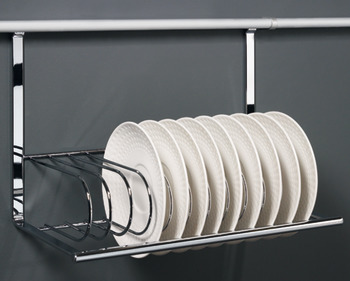 Plate and chopping board holder, steel, railing system