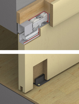 Sliding Door System, for Interior Doors with Low Headroom, Fitting Set for 1 Door, HAWA-Junior 80/B