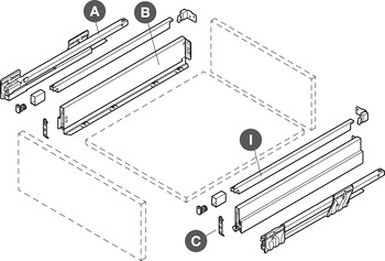 Railing set, rectangular, For Nova Pro Scala drawers