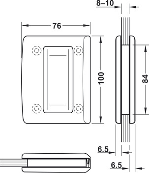 Flush pull handles for sliding doors, Visible screws on one side