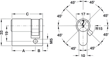 Profile Cylinder, Standard profile, keyed different or keyed alike, Startec