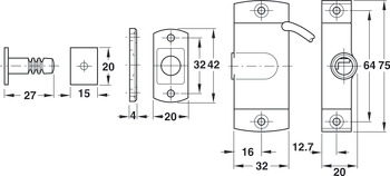 Furniture lock, EFL 1/1C, Dialock, mains-operated lock