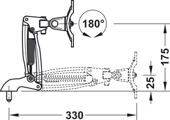 Swivel arm, Medium-length, with height adjustment