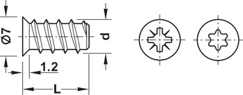 Euro screw, Häfele, Varianta, countersunk head, PZ, steel, fully threaded, for Ø 5 mm drill holes in wood