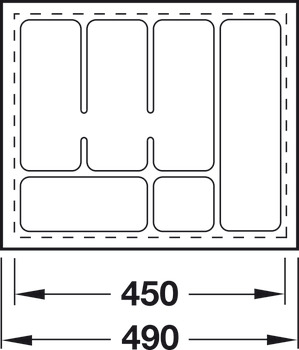 Cutlery insert, universal, for cutting to size, deep drawn