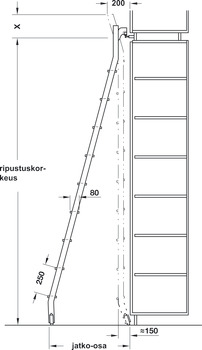 Sliding ladder, Aluminium, steps: Laminated veneer wood, beech