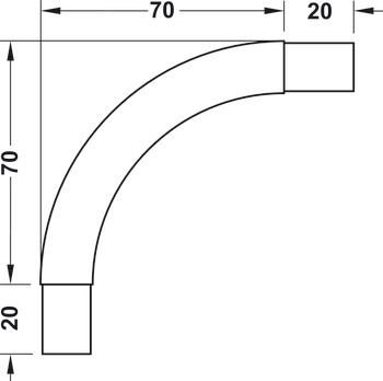 Wardrobe rail elbow, 90°, OVA 30 x 15 mm, zinc alloy