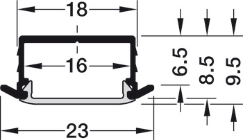 Profile for recess mounting, Depth 6.5 mm, aluminium