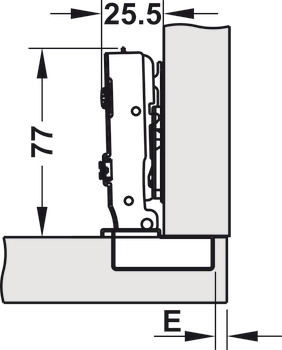 Concealed hinge, Metalla SM 98°, for thick door, full overlay mounting