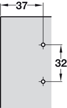Cruciform mounting plate, Häfele Metallamat A, height adjustment via slot
