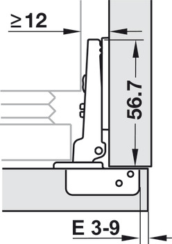 Concealed Cup Hinge, Häfele Duomatic 94°, full overlay mounting, for refrigerator doors