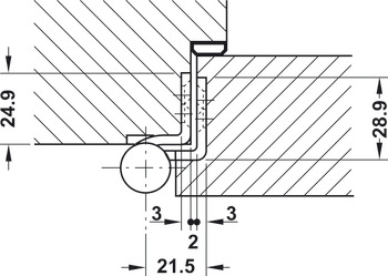 Drill-in hinge, size 102 mm, door weight ≤58 kg