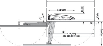 Individual hinge for door opening mechanism, Swingfront 17 FB, for wooden doors