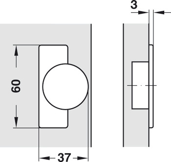 Concealed hinge, Häfele Metalla SM Combi, 110°, half overlay mounting/twin mounting