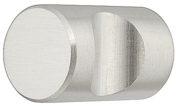 Furniture knob, Stainless steel, cylindrical, with recessed grip