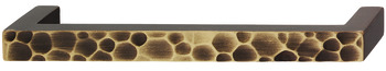 Furniture handle, D handle, brass, straight-edged, bronzed and brushed