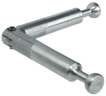 Mitre-joint connector, with joint, for twin mounting, double-ended bolt
