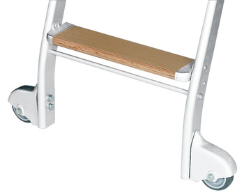 Sliding ladder, Service+ made to measure, made from aluminium, steps veneer laminated wood, birch